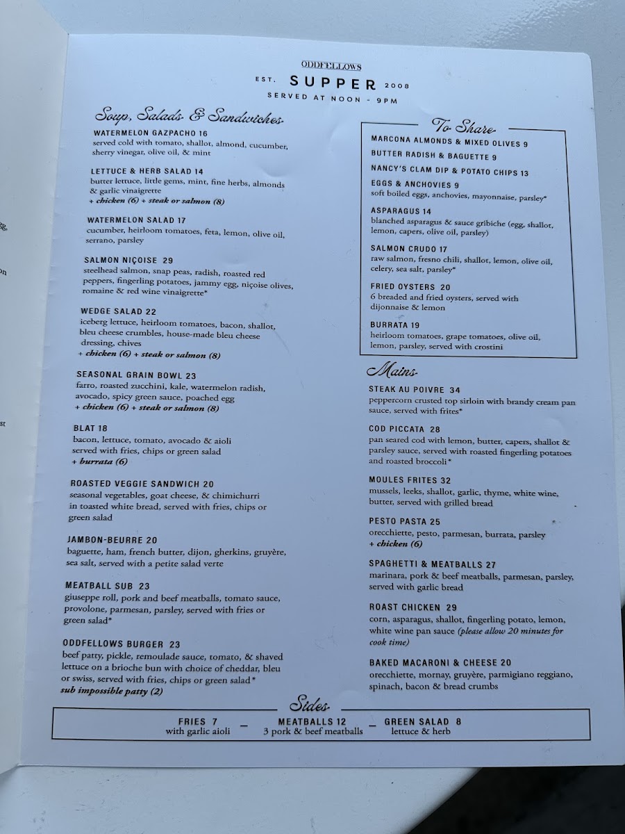 Oddfellows Café + Bar Menu - Image 2